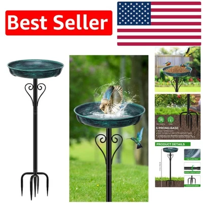 Elegante baño vintage verde para pájaros con cuenco desmontable de fácil limpieza - delicia de jardín Foto 1 de 4