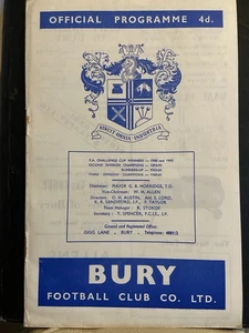 BURY Vs Huddersfield Town, 7th March 1964, Division 2 (FREE POSTAGE) - Picture 1 of 8