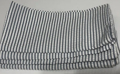 Cuatro servilletas de tela Seersucker de 4 rayas azules/blancas Foto 1 de 4