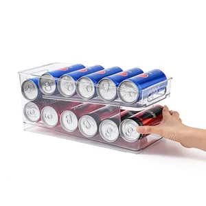 2 Tier Soda Can Dispenser Foldable Holder Organizer Rack Fridge Shelf For 10 Can - Picture 1 of 10