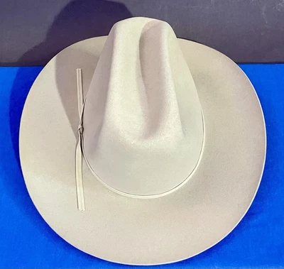 复古 Resistol 牛仔帽 A233 1DAKOTA 男式 7 1/4 SLVR 米色 XDOUBLEX 德克萨斯州 — 第 1/4 张图片