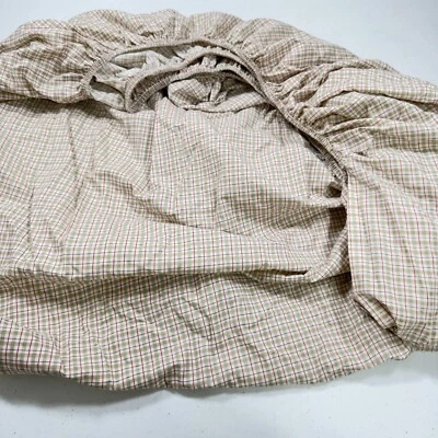 复古 fieldcrest 合身床单双棕色格子格纹混纺 y2k 90s — 第 1/4 张图片