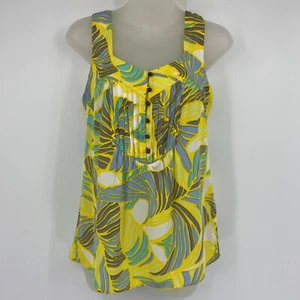 Camiseta sin mangas plisada Banana Republic para mujer color amarillo gris tropical floral talla 0 - Imagen 1 de 6