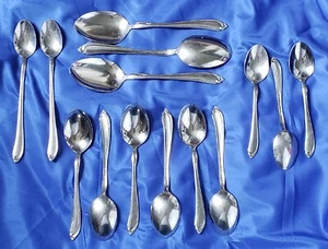 Oneidacraft Deluxe Stainless Shasta 14 Piece Mixed Spoons Lot - Picture 1 of 6