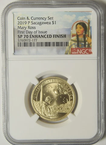 2019-P from Coin and Currency Set Mary Ross Dollar NGC SP-70 Enhanced Finish Fir Cover