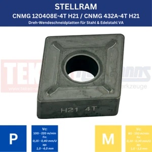 7 x STELLRAM CNMG 120408E-4T H21 für Stahl & Edelstahl !NEU, mit Rechnung! - Picture 1 of 3