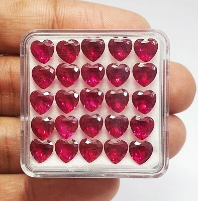 10Pcs Flawless Mozambique Blood Red Ruby Calibrated Heart Shape Lot Loose Gem6MM - Image 1 of 4