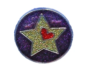 Hallmark PIN Valentines Vintage STAR HEART Glitter Gold 1983 Brooch - Picture 1 of 2