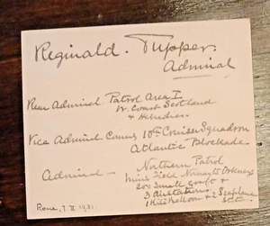 Admiral Sir Reginald Godfrey Otway Tupper (1859-1945) Signed & Inscribed Card - Picture 1 of 2