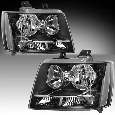 Juegos de faros halógenos negros para Chevy Avalanche Suburban Tahoe 2007-2014 07-14 Foto 1 de 4