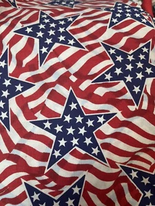 Patriotic Fabric Stars Stripes Flags Red White Blue 31”x44” Last Piece! - Picture 1 of 1