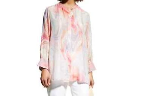 Johnny Was Laguna Vesper Voyager 100% Silk Tunic Blouse color Multi Size M NEW - Picture 1 of 4