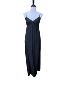 12th Street Cynthia Vincent Black Maxi 100% Silk Slip Dress P (XS) V-Neck 61329 - Picture 1 of 14