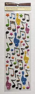 Pegatinas grandes multicolores para álbumes de recortes hinchados de notas musicales por recuerdos Foto 1 de 2