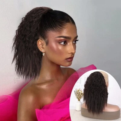  Clip ondulado recto cola de caballo soplado cordón en postizos extensiones de cabello Foto 1 de 4