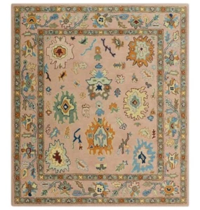 Pink peach and Gold Modern Colorful oushak Hand-Tufted 100% Wool Area Rug Carpet - Picture 1 of 15