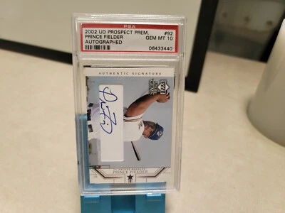 PRINCE FIELDER 2002 Upper Deck Auto Rookie Card RC PSA 10 GEM CRACKS IN SLAB - Image 1 of 4