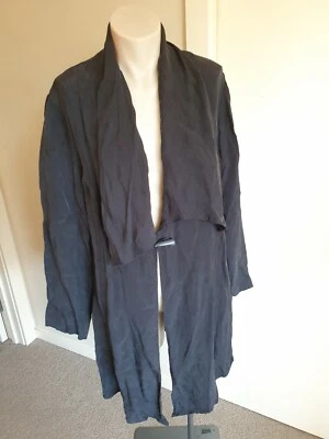 Maggie T long flowy cardigan size 12 button toggle jacket silk light w pockets - image 1 of 3