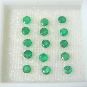 1.05ct Qty 15 Round 2.3-2.4 mm Strong Green Natural Emerald Precious Gemstone - Picture 1 of 5