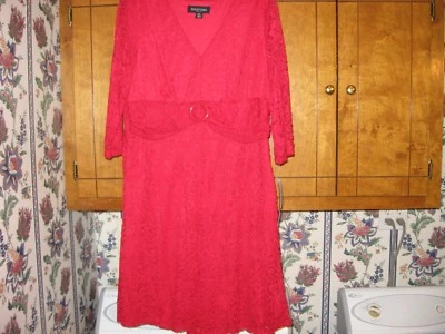 VESTIDO MUJER TALLA XLARGE 16 18 20 PETITES XLARGE ROJO ENCAJE VENTA AL POR MENOR $72.00 NUEVO  Foto 1 de 4