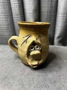 Pretty Ugly Pottery Wales Face Cup Mug Handle Handmade Glazed - Picture 1 of 10