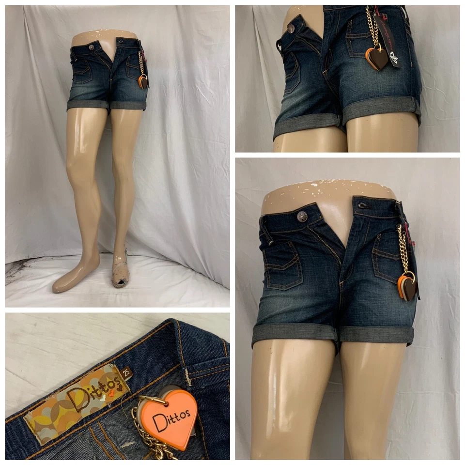 Pantalones Cortos Jean Dittos Talla 25 Azul 100% Algodón Tiro Bajo Hechos en EE. UU. YGI N1-344CG Foto 1 de 4