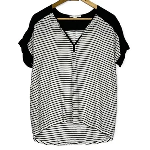 Trenery 100% Modal Ultra Soft Tshirt Womens Size M Black White Striped Casual - Picture 1 of 8