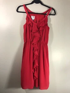 Suzi Chin for Maggy Boutique Size 6 Red Silk Ruffled Sleeveless Halter Dress - Picture 1 of 8