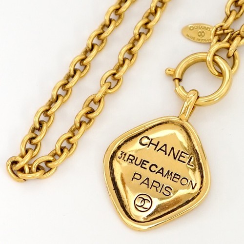 Collana CHANEL CC Logo 31 Rue Cambon PARIGI 23" Tono Oro Autentica #3104