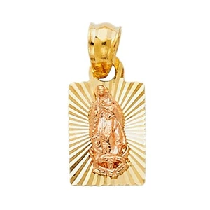 14K Two Tone Gold Religious Guadalupe Pendant For Necklace or Chain - Picture 1 of 4