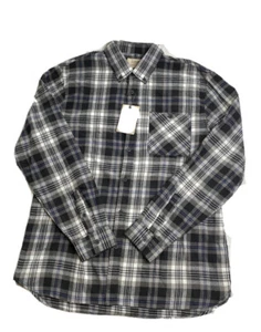 Boston Traders Button Down Flannel Gray Black Plaid Mens XL Pocket 100% Cotton - Picture 1 of 7