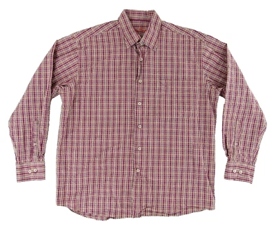 Camisa de vestir Alan River para hombre L roja blanca texturizada manga larga abotonada Foto 1 de 4