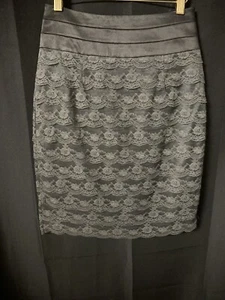 H&M Lace Overlay Black Cocktail Pencil Skirt 6 NWT - Picture 1 of 8