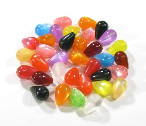 Resin Harz Perlen Tropfen 16x10,5mm im Farbmix Cateye Cat Eye Katzenaugen Effekt - Bild 1 von 1