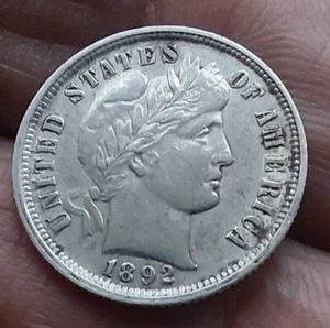 UNITED STATES 1892 BARBER SILVER DIME HIGH GRADE POLISHED STATE COIN - Picture 1 of 8