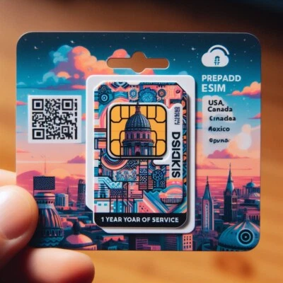 Prepaid Esim Mexico USA and Canada Data and Calls Included 12 Months of Service - Image 1 of 4