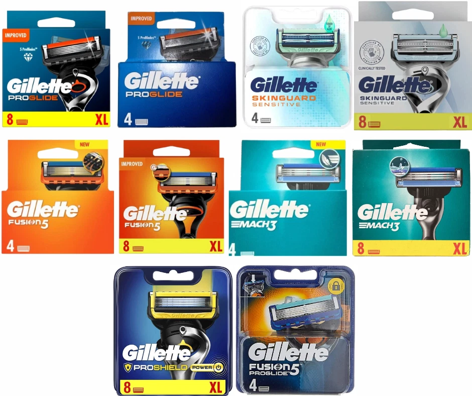 GILLETTE Fusion5, Proglide, Prosheild, Mach3, Sensitive Choose 4 or 8 BLADES - Image 1 of 1