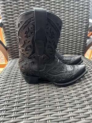 Bota de couro preta JB Dillon panturrilha média tamanho 7 - Imagem 1 de 4