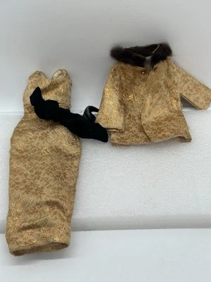 Vestido vintage Honey West dorado brocado y chaqueta de piel Gilbert 1965 ver detalles Foto 1 de 4