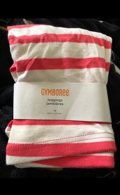 Gymboree PURRFECTLY FABULOUS Siamese striped white & coral leggings size 9-10 - Image 1 of 2