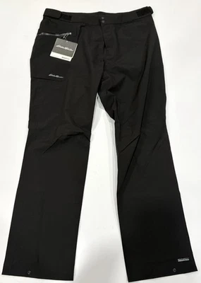 NUEVO CON ETIQUETAS Eddie Bauer Mujer Gorra Nube Elastizada Impermeable Pantalones de Lluvia Negros Talla Grande Foto 1 de 3
