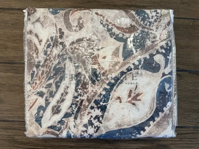 Frontgate Queen Duvet Cover Misha 100% Cotton Antiqued Paisley Blue Ivory New - Image 1 of 4