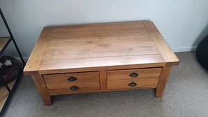 Solid oak DFS coffee table with drawers. - Picture 1 of 8
