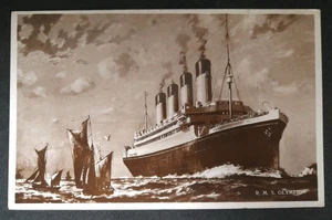 White Star Line RMS Olympic Old Real Photograph Postcard - Picture 1 of 2