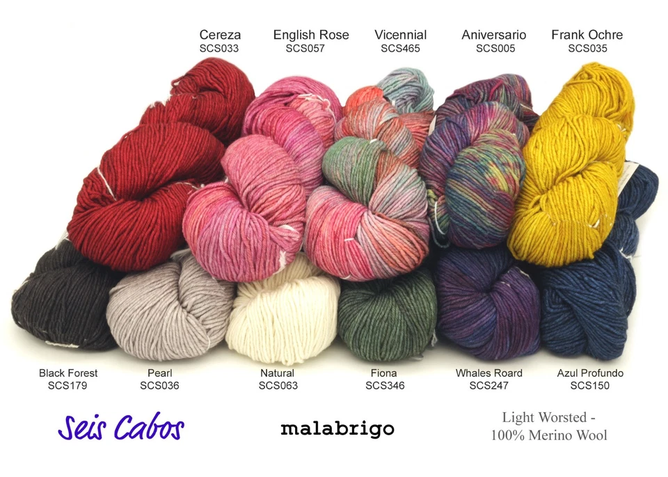 Seis Cabos by Malabrigo - 100% Merino Wool Lt Worsted Weight- 15 COLORS - Image 1 of 1