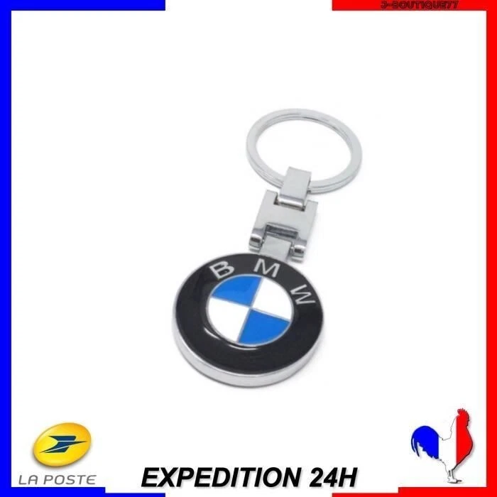 Porte clé clef pour BMW     Neuf     Double face métal / noir bleu blanc - Photo 1/3