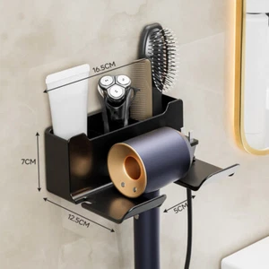 Organizador de almacenamiento secador de pelo plateado para baño estante soporte para peine soporte montado en pared - Imagen 1 de 14