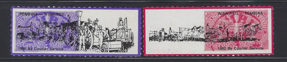 Canada 1980 Courier Service Winnipeg to Pembina pair , MNH - Image 1 of 1