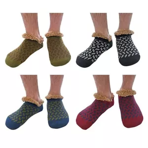 Snoozies Herren Sherpa gefütterte kuschelige Fußbezüge/Socken rutschfeste Sohlen microcrMulti - Bild 1 von 1