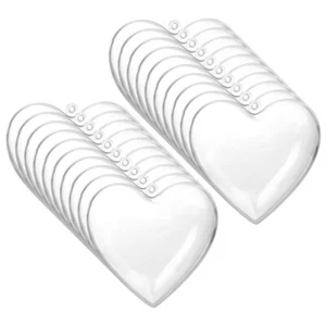 20 Pcs Plastic Ball Mold Clear Ornaments Fillable Heart Shape Box Baby - Picture 1 of 12